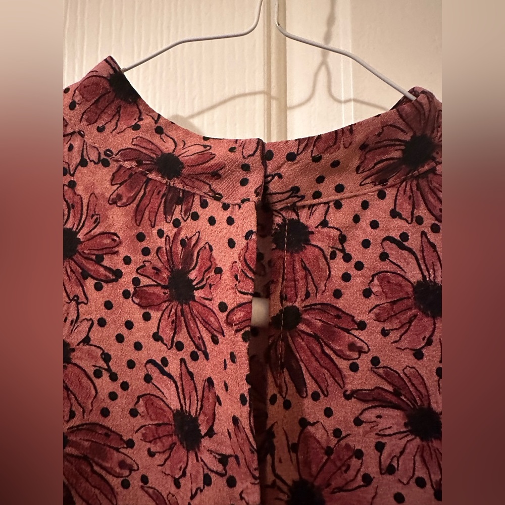 Zara Ruffled Print Marsala Dress - Size XS - Picture 8 of 13